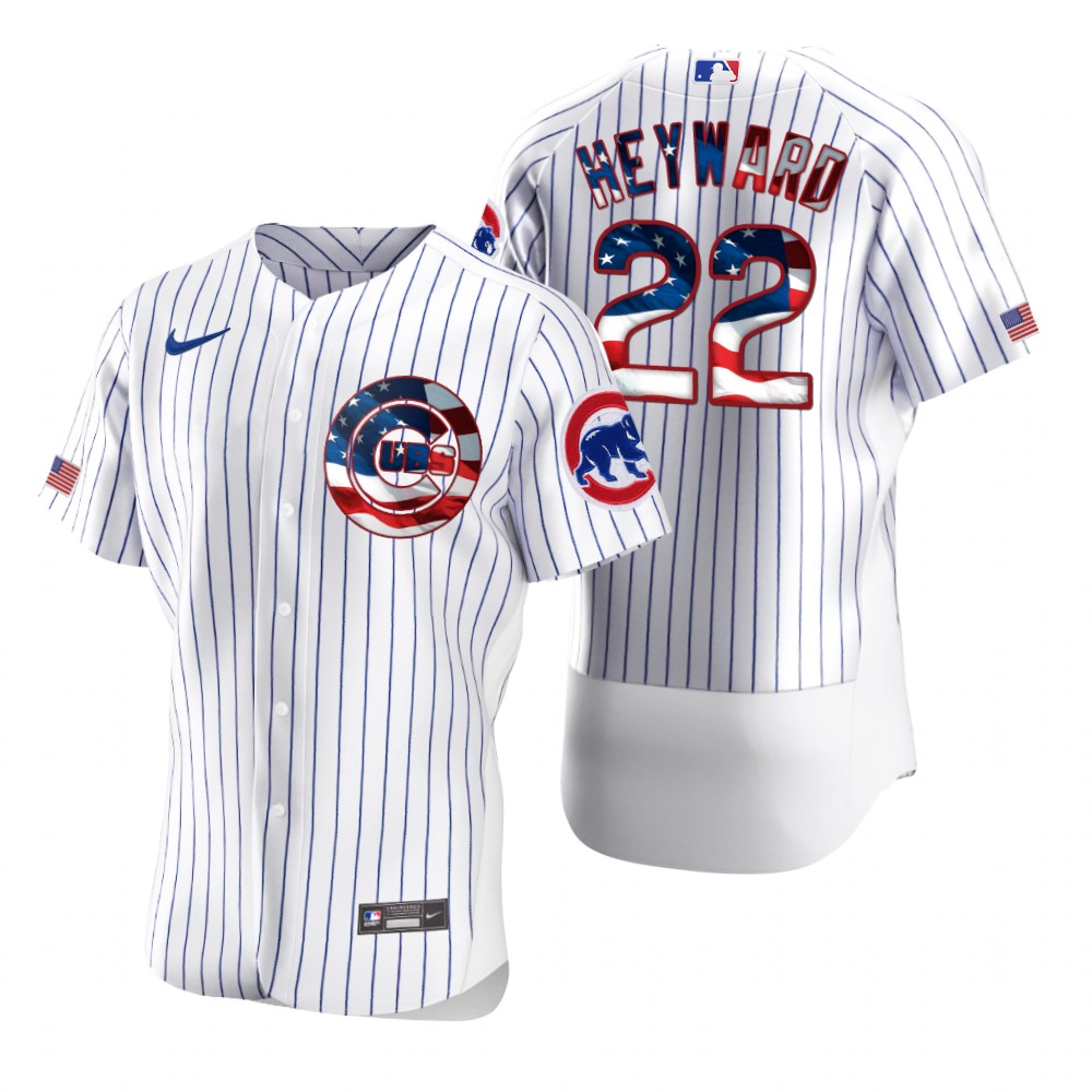 Chicago Cubs #22 Jason Heyward Men Nike White Fluttering USA Flag Limited Edition Authentic MLB Jersey